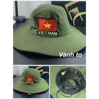 Mũ vành tai bèo lao động, nón bo nam nữ tình nguyện viên thêu cờ việt nam có dây rút chống bay MU440