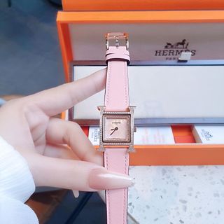ĐỒNG HỒ NỮ CAO CẤP HREMES HÊURE DÂY DA VIỀN HỘT TẶNG DÂY DA XỊN