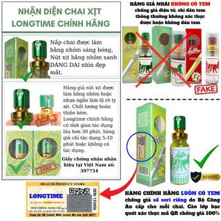 Chai xịt kéo dài quan hệ LONGTIME 5ml, chống xuất tinh sớm 100% chính hãng, tặng kèm bao cao su cao cấp