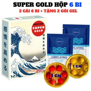 Bao cao su Super Gold 6 bi nổi lớn (Hộp 2 cái + 2 gói gel bôi trơn) Nhật Bản, Bao cao su giá sỉ, giá bán buôn toàn quốc