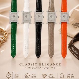 ĐỒNG HỒ NỮ CAO CẤP HREMES DÂY DA MẶT FULL ĐÁ