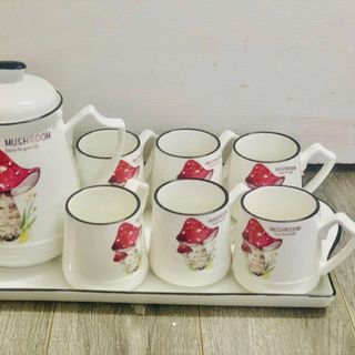 BỘ BÌNH TRÀ SÀNH SỨ 6 LY KÈM KHAY HOẠ TIẾT (T10)