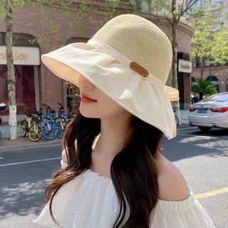 Mũ Cói Chống Nắng Nơ Sau Vành Rộng Cao Cấp M19