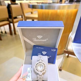ĐỒNG HỒ NỮ CHÍNH NGẠCH FUNMEI F2073 SILVER ĐÍNH XOÀN FULLBOX HOÁ ĐƠN