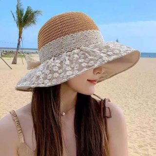 Mũ Cói Nơ Ren Dịu Dàng Phong Cách Hàn M11