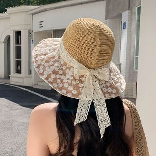 Mũ Cói Nơ Ren Dịu Dàng Phong Cách Hàn M11