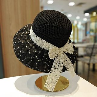 Mũ Cói Nơ Ren Dịu Dàng Phong Cách Hàn M11
