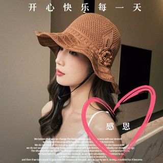 Mũ Cói Hoa Nổi Vintage Hàn Quốc M14