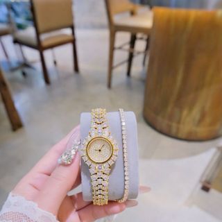 SET ĐỒNG HỒ NỮ CHÍNH NGẠCH FUNMEI F2064 FULL ĐÍNH XOÀN KÈM DÂY CHUYỀN FULLBOX HOÁ ĐƠN