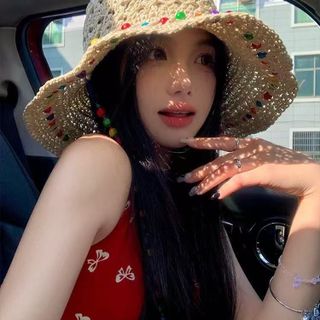 Mũ Cói Hạt Cườm Boho Đi Biển M8