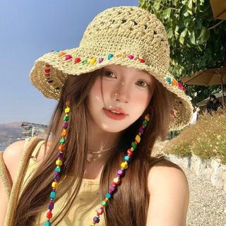 Mũ Cói Hạt Cườm Boho Đi Biển M8