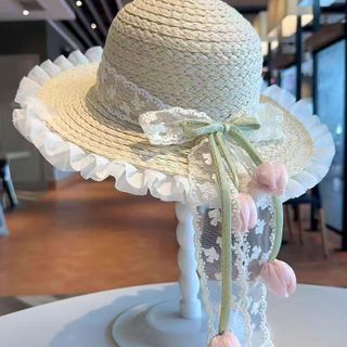 Mũ Cói Ren Hoa Tulip Phong Cách Hàn Quốc m6