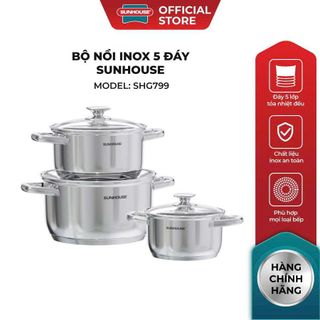 BỘ NỒI INOX 5 ĐÁY SUNHOUSE SHG799 (T12)