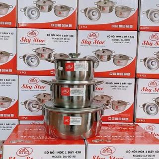 BỘ 3 NỒI INOX 1 ĐÁY SKY STAR (16-18-24cm)