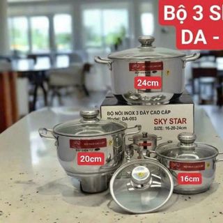 BỘ 3 NỒI INOX 3 ĐÁY CAO CẤP SKY STAR DA-003 (T4)