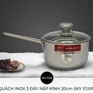 NỒI QUÁCH INOX 3 ĐÁY NẮP KÍNH 20cm SKY STAR (T20)