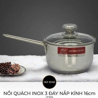 NỒI QUÁCH INOX 3 ĐÁY NẮP KÍNH 16cm SKY STAR (T20)