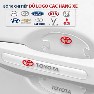 (BÁN SỈ) Bộ 10 Miếng Dán Silicon Chống Xước Hõm Cửa & Tay Nắm & Dán Gương Ô Tô – Trong Suốt Cao Cấp, Full Logo Hãng Xe