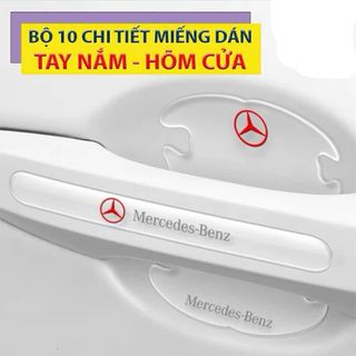 (BÁN SỈ) Bộ 10 Miếng Dán Silicon Chống Xước Hõm Cửa & Tay Nắm & Dán Gương Ô Tô – Trong Suốt Cao Cấp, Full Logo Hãng Xe