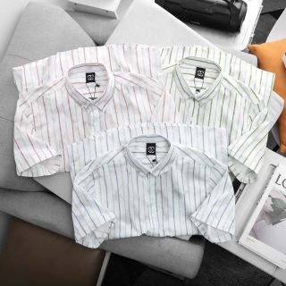 Sơ mi Sọc Loang. Chất vải Sọc Cotton chính phẩm, mềm mịn, Thấm hút mồ hôi tốt.