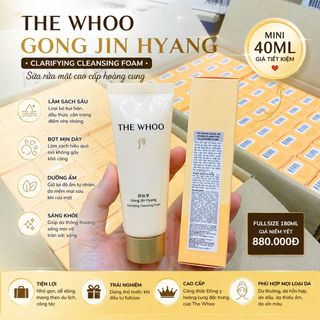 Sữa rửa mặt The Whoo Gong Jin Hyang Clarifying Cleansing Foam mini 40ml đẳng cấp hoàng cung - SRM dành cho da khô