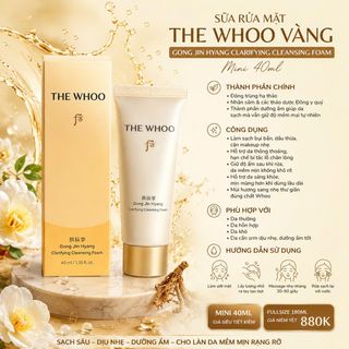 Sữa rửa mặt The Whoo Gong Jin Hyang Clarifying Cleansing Foam mini 40ml đẳng cấp hoàng cung - SRM dành cho da khô