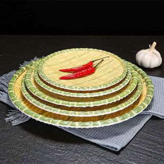 ĐĨA NHỰA GIẢ MÂY TRÚC HÌNH TRÒN 23cm