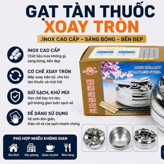 GẠT TÀN THUỐC INOX XOAY TRÒN CAO CẤP (T200)