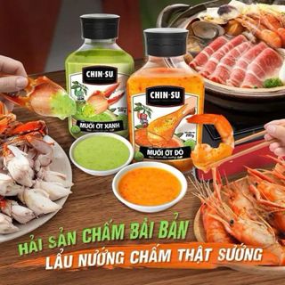 SET nước chấm 2 chai 200g CHINSU Muối Ớt Đỏ - Muối Ớt Xanh