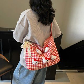 TÚI VẢI CARO KITTY, Nhẹ Êm, Rộng Rãi, Phối Outfit Cực Xinh 🌸