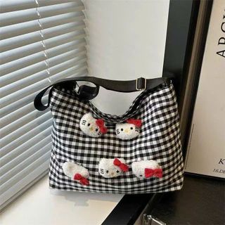 TÚI VẢI CARO KITTY, Nhẹ Êm, Rộng Rãi, Phối Outfit Cực Xinh 🌸