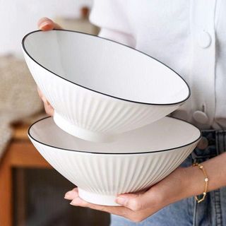 TÔ SỨ LOE SỌC VIỀN ĐEN SIZE 8 - 20cm (T50)