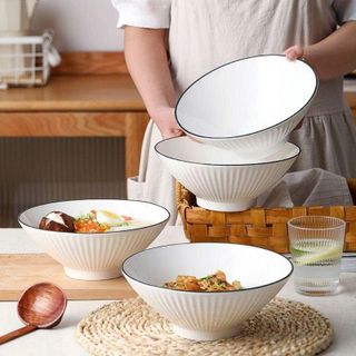TÔ SỨ LOE SỌC VIỀN ĐEN SIZE 8 - 20cm (T50)
