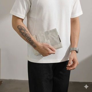 Áo thun nam. Chất tổ ong cotton , thiết kế phối vai tinh tế , phom overisze