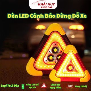 (BÁN SỈ) Đèn LED Cảnh Báo Nguy Hiểm Đa Năng Hình Tam Giác Kiêm Pin Sạc Dự Phòng Cho Ô Tô Xe Hơi khaihuyauto