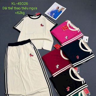 Bộ thể thao dài thêu ngựa phom free size 45-62kg