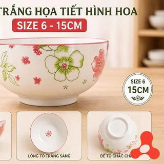 TÔ SỨ TRẮNG HỌA TIẾT HÌNH HOA SIZE 6 - 15CM