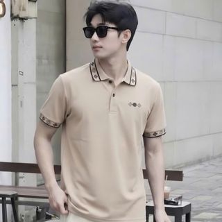 áo màu be thêu logo cổ bo dệt cao hàng hot nhất hiện nay