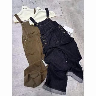 Quần yếm jeans xanh ống rộng