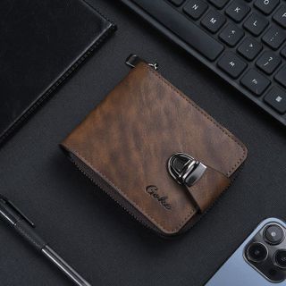 💼 VÍ NAM DA PU KHÓA KIM LOẠI PHONG CÁCH HÀN – Nhỏ gọn, lịch lãm, dễ phối outfit