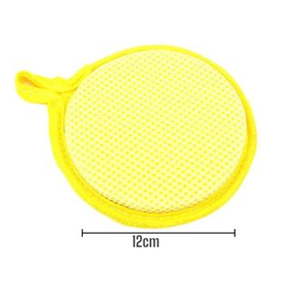 Miếng rửa chén bát tròn đa năng 2 mặt ( viền màu vàng )