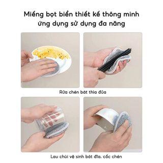 Miếng rửa chén bát đa năng 3 lớp ( Màu bạc )
