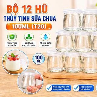 BỘ 12 HỦ THỦY TINH SỮA CHUA 100ML (T20)
