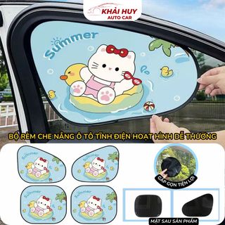 (BÁN SỈ) Bộ Rèm Che Nắng Ô Tô Hình Mèo Hoạt Hình – Tấm Chắn Kính Xe Tĩnh Điện Chống Tia UV Cách Nhiệt Phù Hợp Các Loại Xe