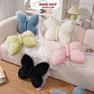 (BÁN SỈ) Gối Tựa Lưng Hình Bướm Ren Viền Gối Ôm Mềm Mại Trang Trí Sofa, Giường, Tựa Lưng Trên Ô Tô