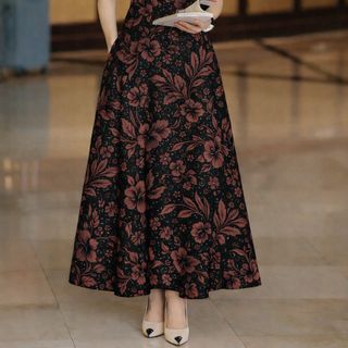 Đầm Maxi Hoa Nền Đen Thanh Lịch MD-12