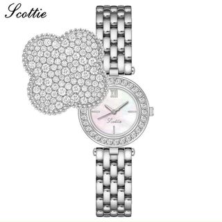 ĐỒNG HỒ NỮ CHÍNH HÃNG SCOTTYE DÂY INOX MẶT MỞ NẮP XOAY FULLBOX MÀU BAC