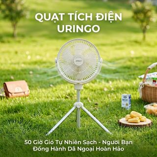 Quạt Tích Điện Chống Muỗi Uringo 10000mAh Đèn LED Sạc Type-C