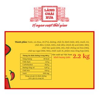 [Chai 2.2Kg] Tương ớt Làng Chài Xưa Chilli cay nồng tự nhiên, ớt tươi sạch từ nông trại Thôn Xanh