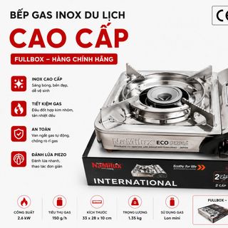 BẾP GAS INOX DU LỊCH CAO CẤP FULL BOX